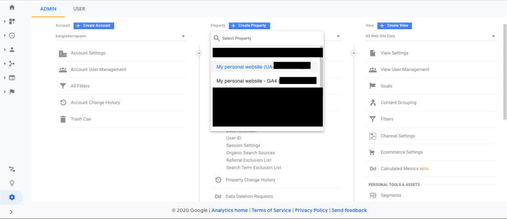 Step 3 select Universal Analytics property to get tracking code